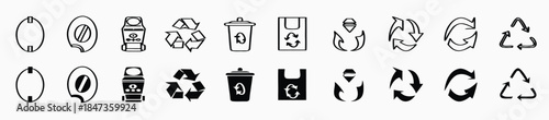 Recycle icon set. Ecology, eco friendly and environmental symbol. Vector illustration. 
