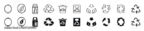 Recycle icon set. Ecology, eco friendly and environmental symbol. Vector illustration. 
