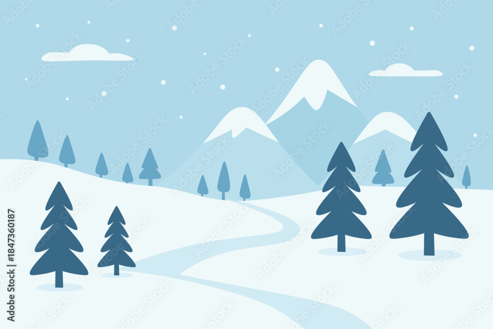 Fototapeta premium Serene Morning In Blue Winter Mountains
