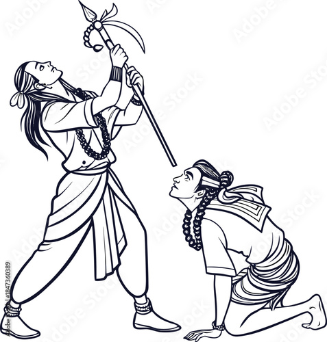 Lord shiva and lord vishnu in mohini avatar