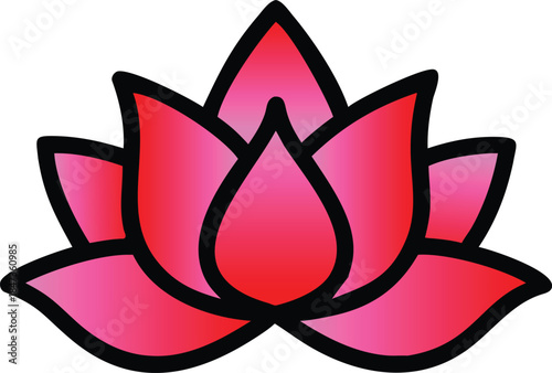 A vibrant pink lotus flower illustration with a gradient effect