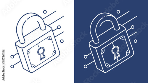 cyber security concept with a lock icon, emphasizing protection and safety. The lock represents security, privacy, and digital protection