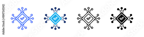 Digital Multiple Style Icon Set Vector 