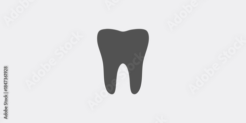 A simple illustration of a dark gray tooth on a light gray background