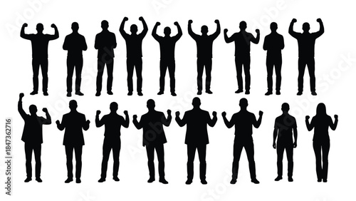 A collection of black human figures in various poses showcasing a striking silhouette