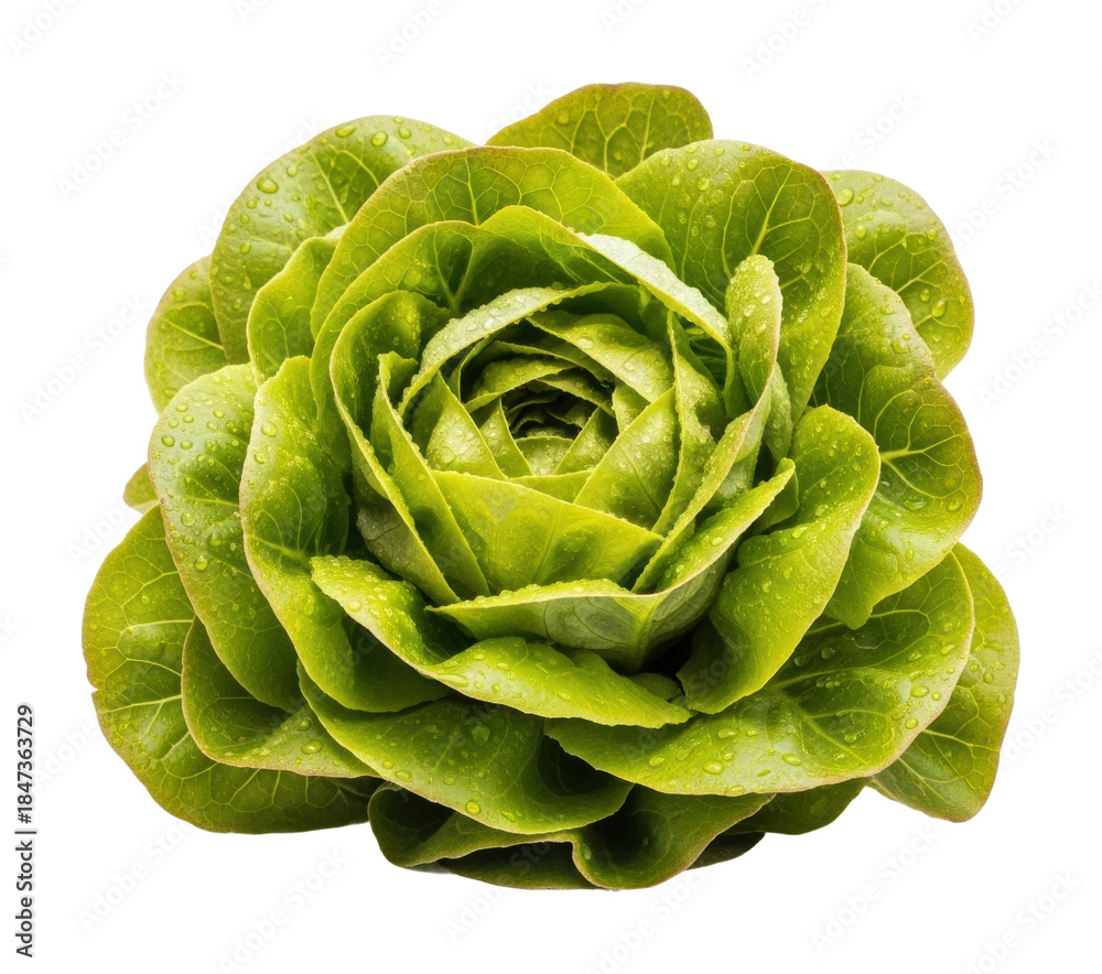 Fototapeta premium Fresh green lettuce head farm food natural isolated on transparent background