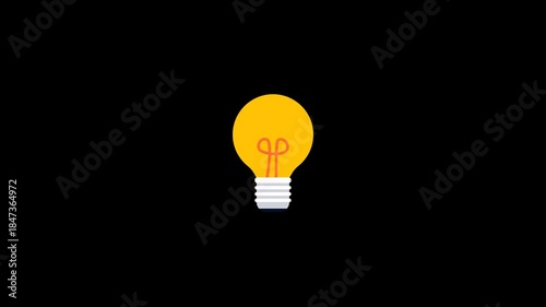 Question mark turning into light bulb idea loop animation on transparent background