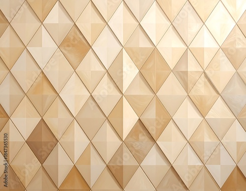 Geometric wall pattern composed of light-toned, three-dimensional diamonds
