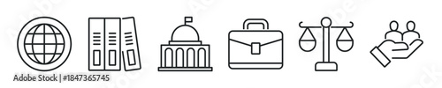 Government thin line icon set. Web minimal editable stroke icons