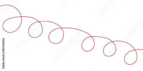 abstract creative minimalist red curly line design for card, poster, background.