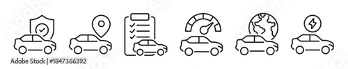 Car care thin line icon set. Web minimal editable stroke icons