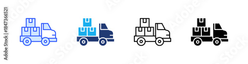 Shipping Multiple Style Icon Set Vector 