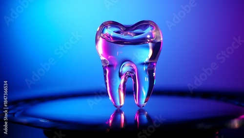 Glowing neon tooth icon representing modern dental technology, oral hygiene, cosmetic dentistry, healthcare innovation, and professional tooth care for clinics, medical apps, and futuristic dental.