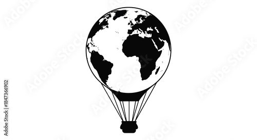 A striking image of earth depicted as a hot air balloon a captivating silhouette