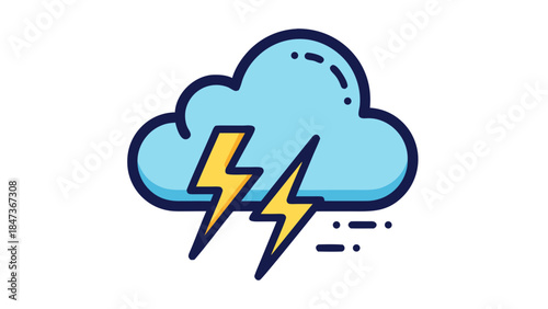Thunderstorm Icon: Cloud with Lightning Bolt and Rain Drops