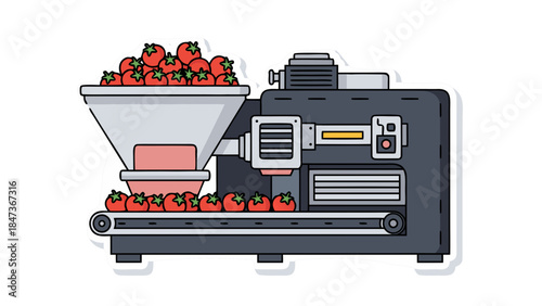 Tomato Processing Machine Illustration