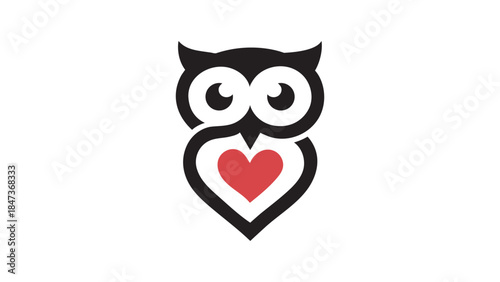 Love owl logo icon flat vector design. 