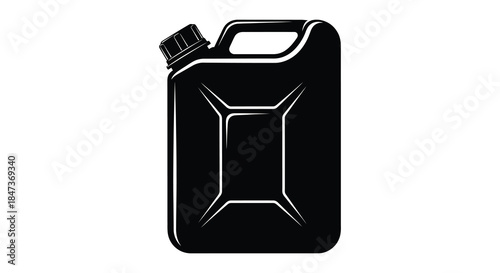 A stark black jerrycan depicted in a simple bold outline style silhouette
