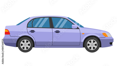 Vector Illustration of a Lavender Sedan Car