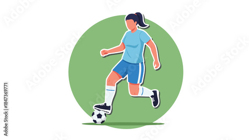 Vector Illustration of a Woman Playing Soccer