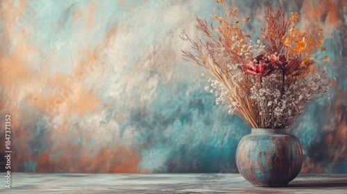 Vase filled with colorful flowers displaying natural beauty in a home setting