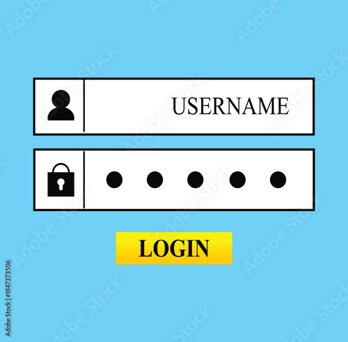 Vector illustration template for website login with username and password. Social media, website, verification, web design, security, internet access.