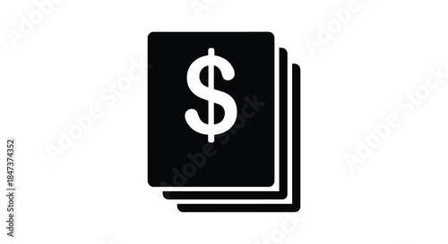 A stack of playing cards featuring a prominent dollar sign presented as a striking silhouette
