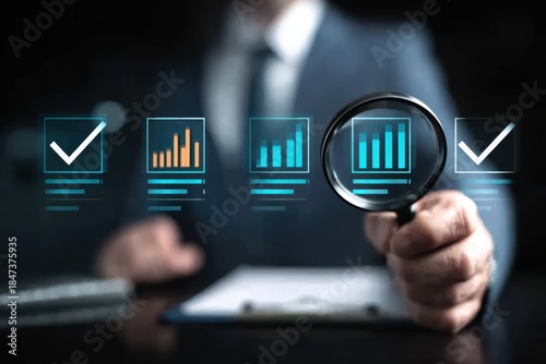 Wallpaper Mural Office examining statistics in review applying feedback for performance enhanced by research and chart marketing Torontodigital.ca