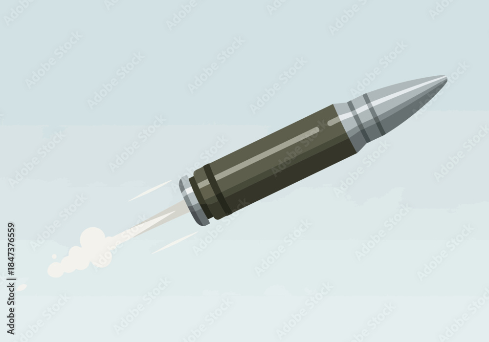 Obraz premium A projectile with a pointed tip and a casing is in flight.