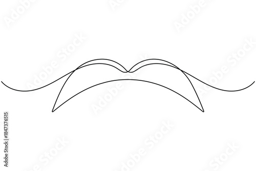 Mustache icon continuous one line drawing on white background minimalist single art fashionable men style barbershop outline vector illustration