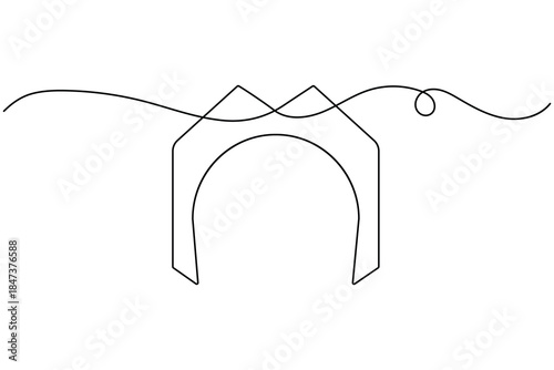 Mustache icon continuous one line drawing on white background minimalist single art fashionable men style barbershop outline vector illustration