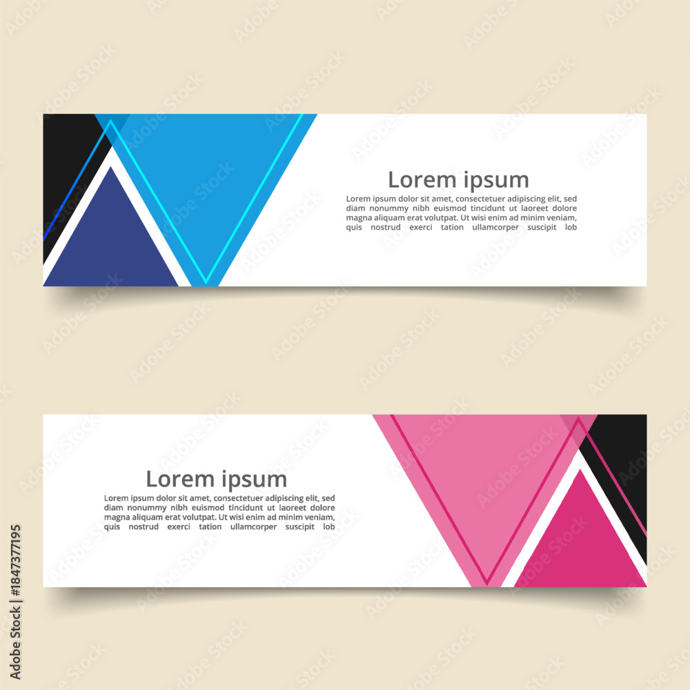 Fototapeta premium Modern Geometric Banners with Colored Triangles.