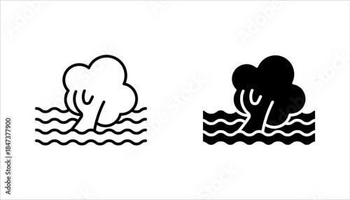 flood icon set. River water natural disaster damage home vector icon. Tsunami disaster sign, vector illustration on white background