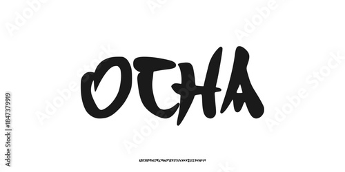 Creative Hand Drawn Font Uppercase Only. Elegant Rough Typography. Playful Rounded Brush Lettering with Asian Style. Decorative serif modern vintage fashion vector illustration.