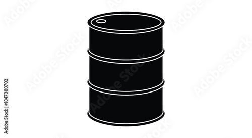 A stark black oil drum stands prominently displayed a simple yet striking silhouette