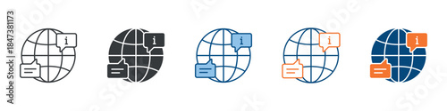 Global Information Icon Set Multiple Style Collection 