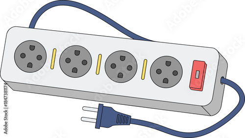 Colorful electric plugs connected to power socket illustration showing energy connection electricity distribution technology concept on dark background