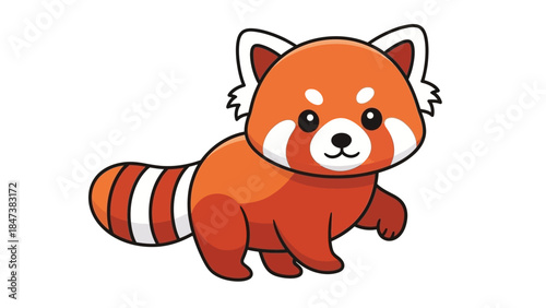 Cute Cartoon Red Panda Illustration.