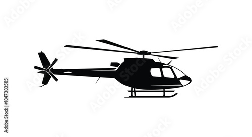 A striking black helicopter design is prominently displayed showcasing its form as a silhouette