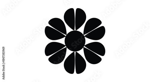 A striking black flower design with rounded petals offers a bold minimalist aesthetic silhouette