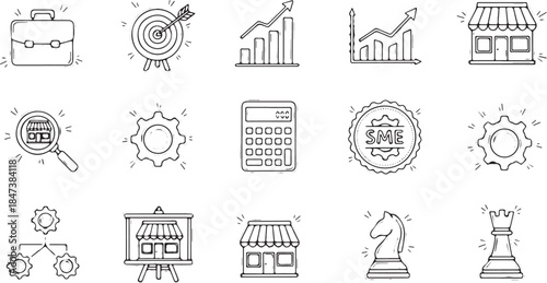 Collection of Business and Finance Icons for Digital and Print Media.