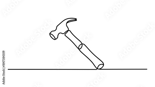 Minimalist Line Icon of Claw Hammer