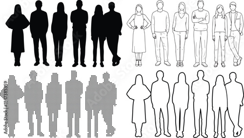 Silhouette and Line Art People Figures Collection