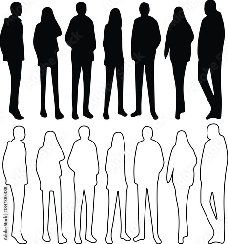 Silhouette Collection of People in Various Poses and Styles