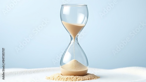 contradictory. An hourglass with sand flowing both ways, illustrating conflicting health guidance in a surreal way. wellbeing guides.