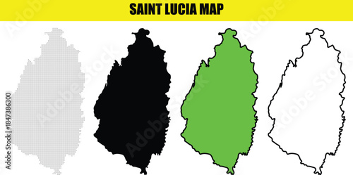 Artistic Saint Lucia map silhouette with refined line art and dot pattern, modern abstract vector illustration ideal for presentations, editorial layouts, and creative graphic design
