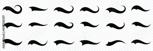 Swoosh and swash typography tails shape. Baseball swoosh text tails in retro style. Sporty underline swash strokes for vintage typography and font design. eps10