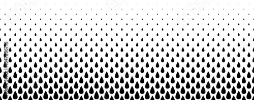 Fading water drop shape gradient pattern. Abstract drops gradation background. Back and white halftone wallpaper for graphic design, poster, medical banner. Vector transition pattern bg