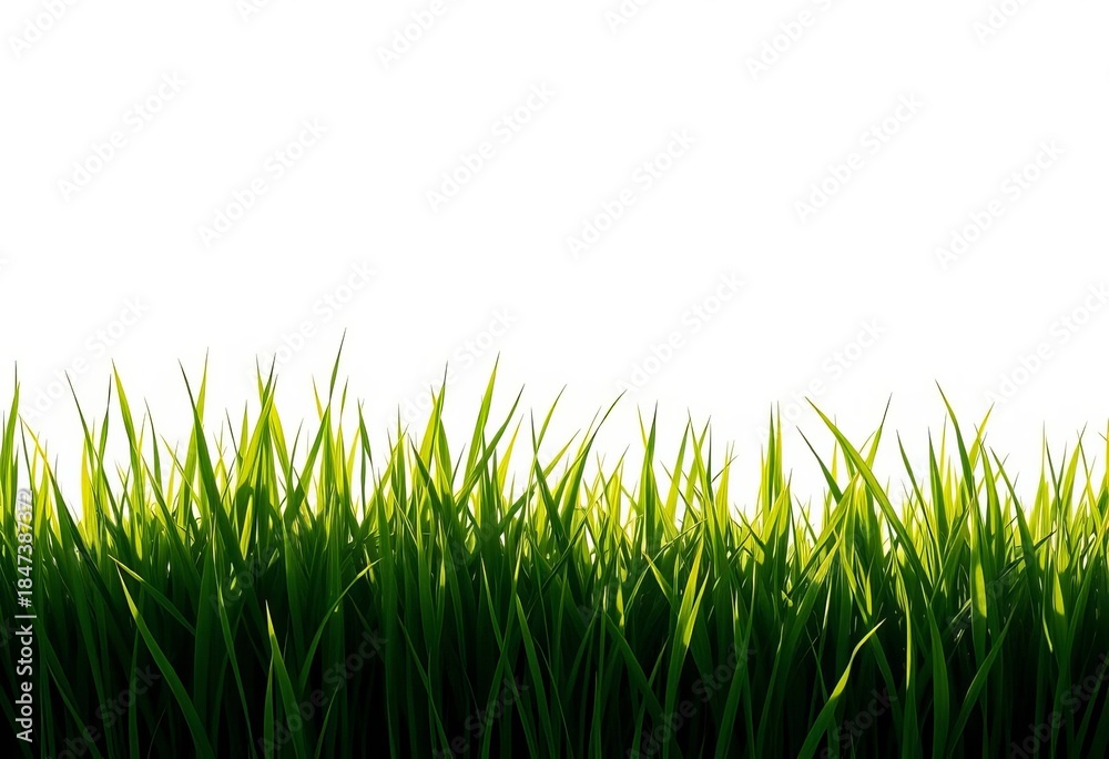 Fototapeta premium Smooth, unbroken grassy outline against a bright background, texture, environment