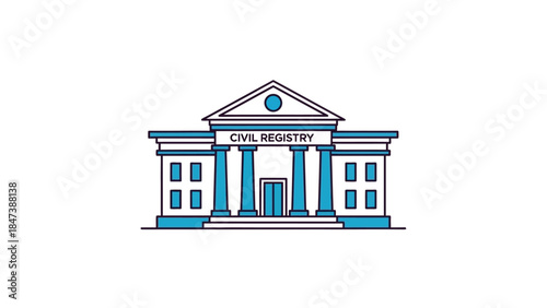 Civil Registry Building Facade with Columns and Pediment.